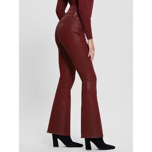 Guess Women’s High Rise Sexy Flare Leg Slim Fit Jeans Red Coated Denim Size 25